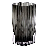 Прямокутна декоративна скляна ваза для квітів 23 см сірого кольору.