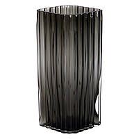 Ваза для квітів прямокутна зі скла, декоративна, сіра, 28 см.