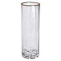 Ваза для квітів скляна 29.5 см, прозора із золотим обідком Sandera