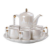 Чайний керамічний сервіз на 6 персон 8 предметів, білий