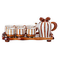 Чайний сервіз на 6 персон керамічний 8 предметів, Retro шоколад