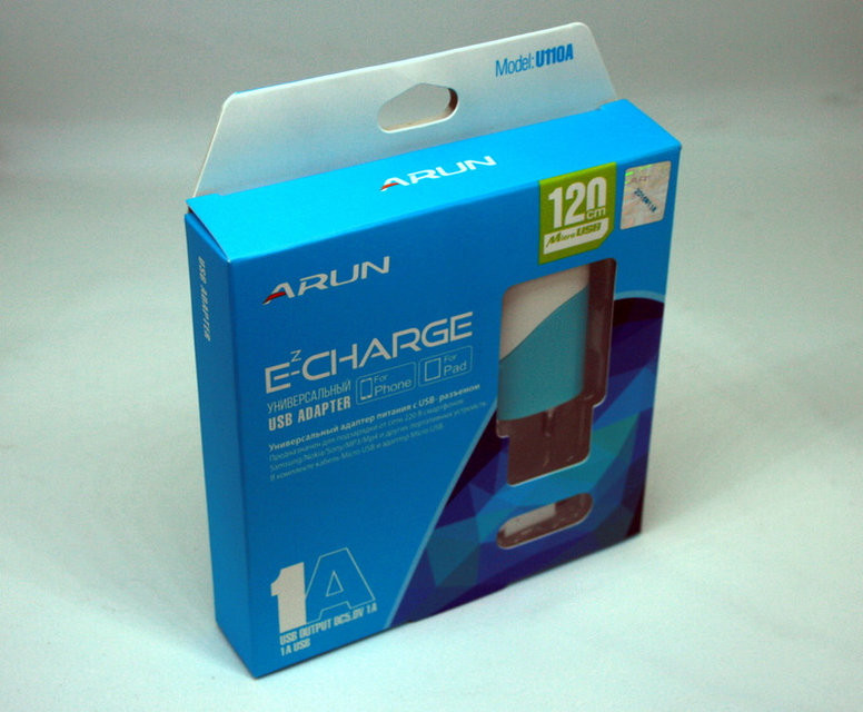 Мережеве зарядне з кабелем micro usb Arun U110A