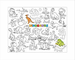 Розмальовка дитяча та тубус No Brand Динозаври 100х130 см