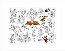 Розмальовка дитяча та тубус No Brand Кунг-Фу Панда 100х130 см