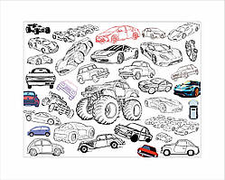 Розмальовка дитяча та тубус No Brand Машинки 100х130 см