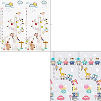 Дитячий розвиваючий двухсторонній термо килимок Звірята на дереві/Потяг 180*200*1 см