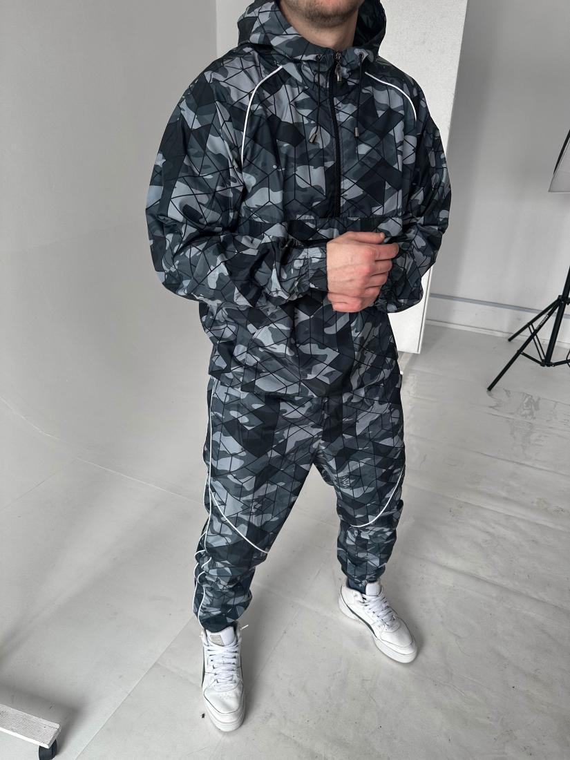 Сірий спортивний костюм з плащівки анорак штани