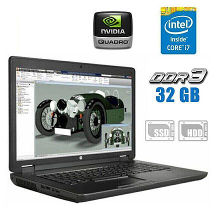 Ноутбук Б-клас HP ZBook 17 G2/ 17.3" 1920x1080/ i7-4810MQ/ 32GB RAM/ 480GB SSD+750GB HDD/ Quadro K3100M 4GB, фото 1