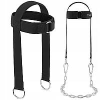 Тренажер для м'язів шиї 4FIZJO з ланцюгом Black (P-5905973402095)