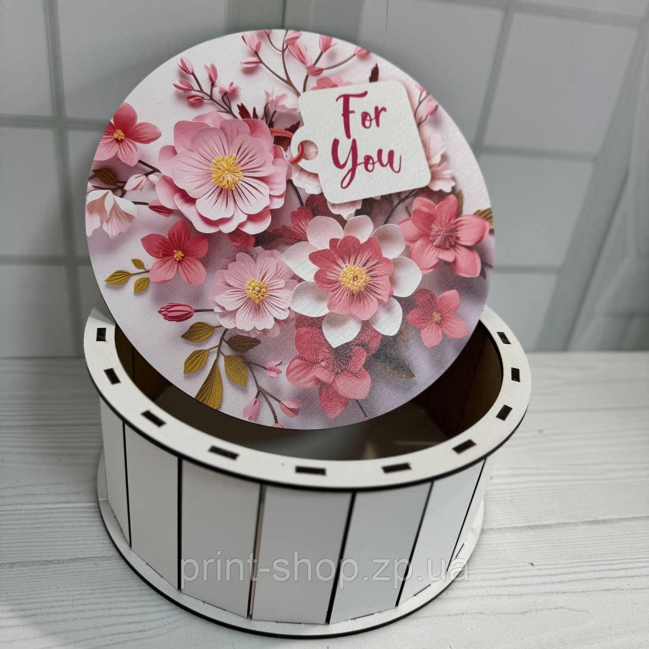 Скринька кругла для подарунка "For you" Розмір 20*9 см