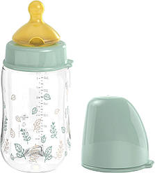 РР пляшка 260 мл.(Зелений) з широкою горловиною"Вишенька-Зелена Серія" (латекс) 0+ M/ NIP