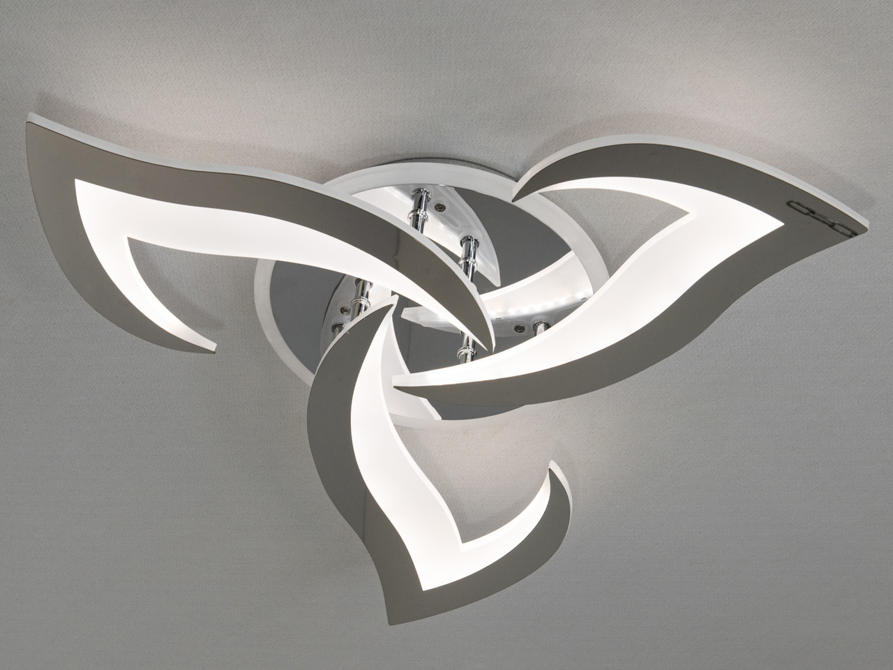 Стельова LED-люстра з димером і пультом, хром, 45W, для коридору 8146/3HR LED 3color dimmer, фото 1