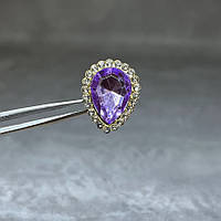 Пришивний декор (стразовий) - Крапля, 18*14 мм, колір каменю-бузковий, арт 016541, поштучно, Бузковий