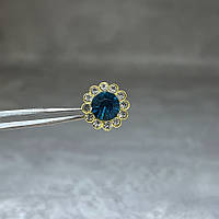 Пришивний декор у металевій оправі 12 мм, Стрази-бірюзові, шт, Бірюзовий