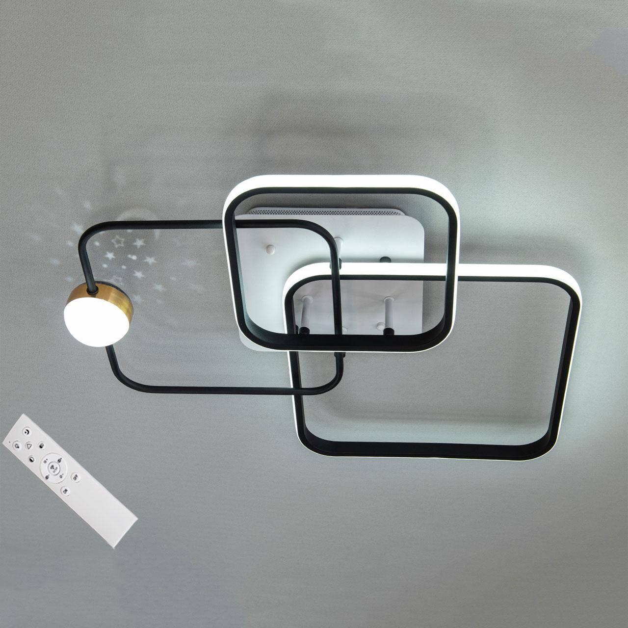 Світлодіодна люстра 60 Вт з пультом д/к та димером колір каркасу білий з чорним D-MX3099-3L WH+BK, фото 1