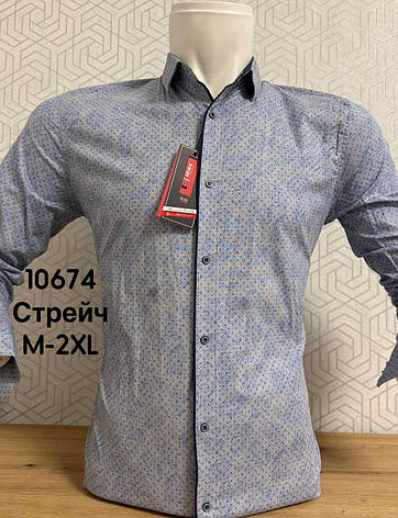 Акційна стрейчева сорочка ARMA з довгим рукавом та принтом, фото 1