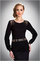 Блузка, кофточка жіноча чорна з довгим рукавом Eldar HILARY офісний діловий одяг