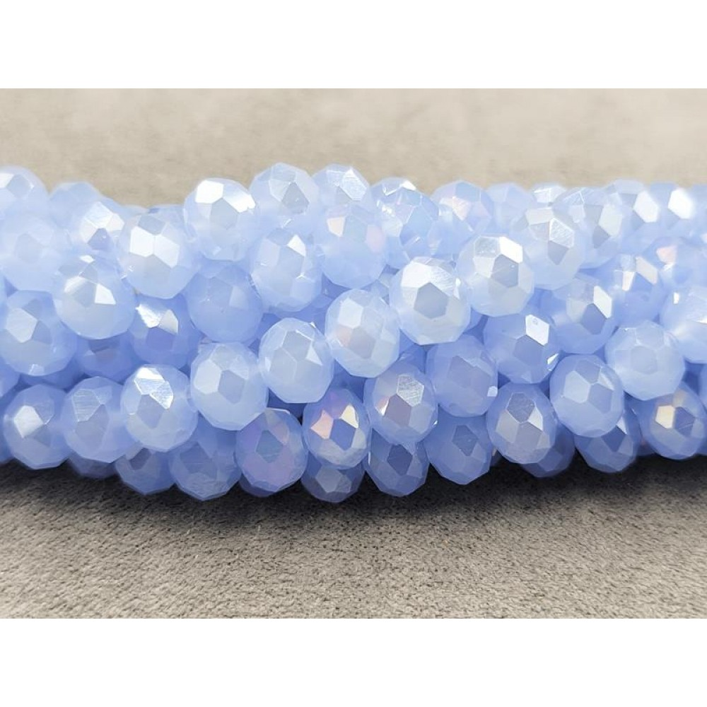 Бусины хрустальные (Рондель) 8х6 мм ,~ 66 бусин, цвет матовый сирень