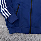Чоловічий спортивний костюм Adidas Кофта на змійці + Штани + Шкарпетки в подарунок синій з чорним Адідас весняний, фото 4
