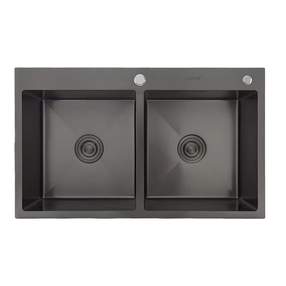 Кухонна мийка GAPPO GS8350-6 накладна 830x500 мм, нержавіюча сталь, поверхня PVD, фото 1