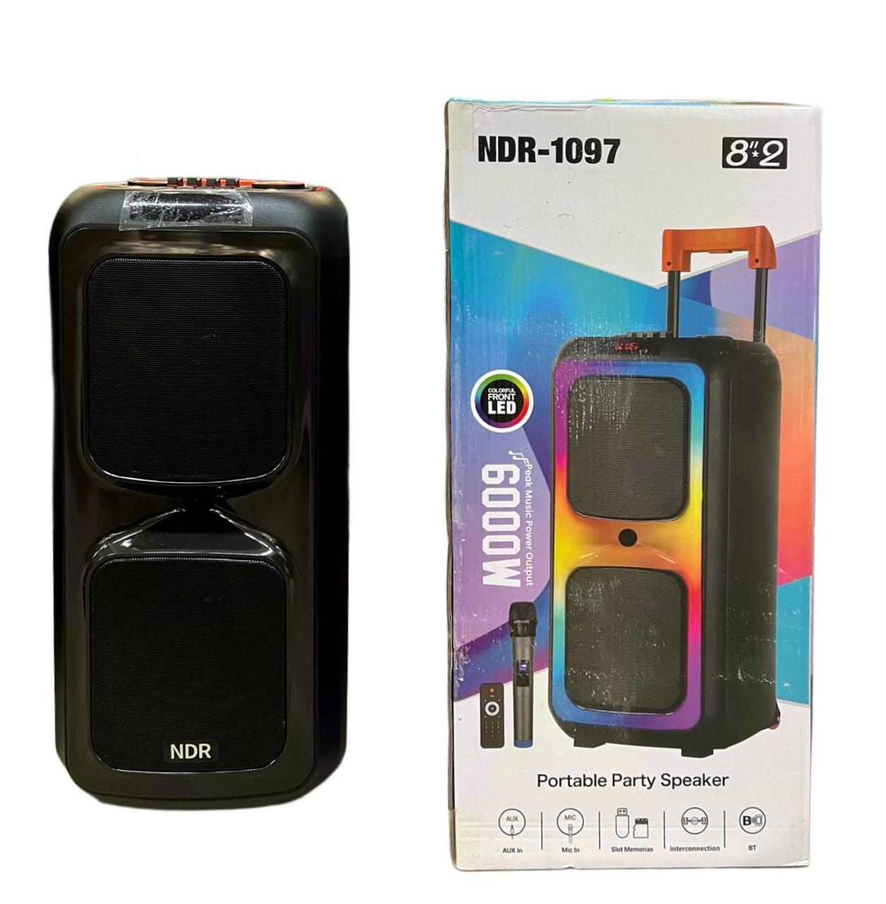 Акустична переносна колонка NDR-1097 2x8" TWS/FM/USB/TF/BT/LED/REC/ДК/MIC 1шт 6434