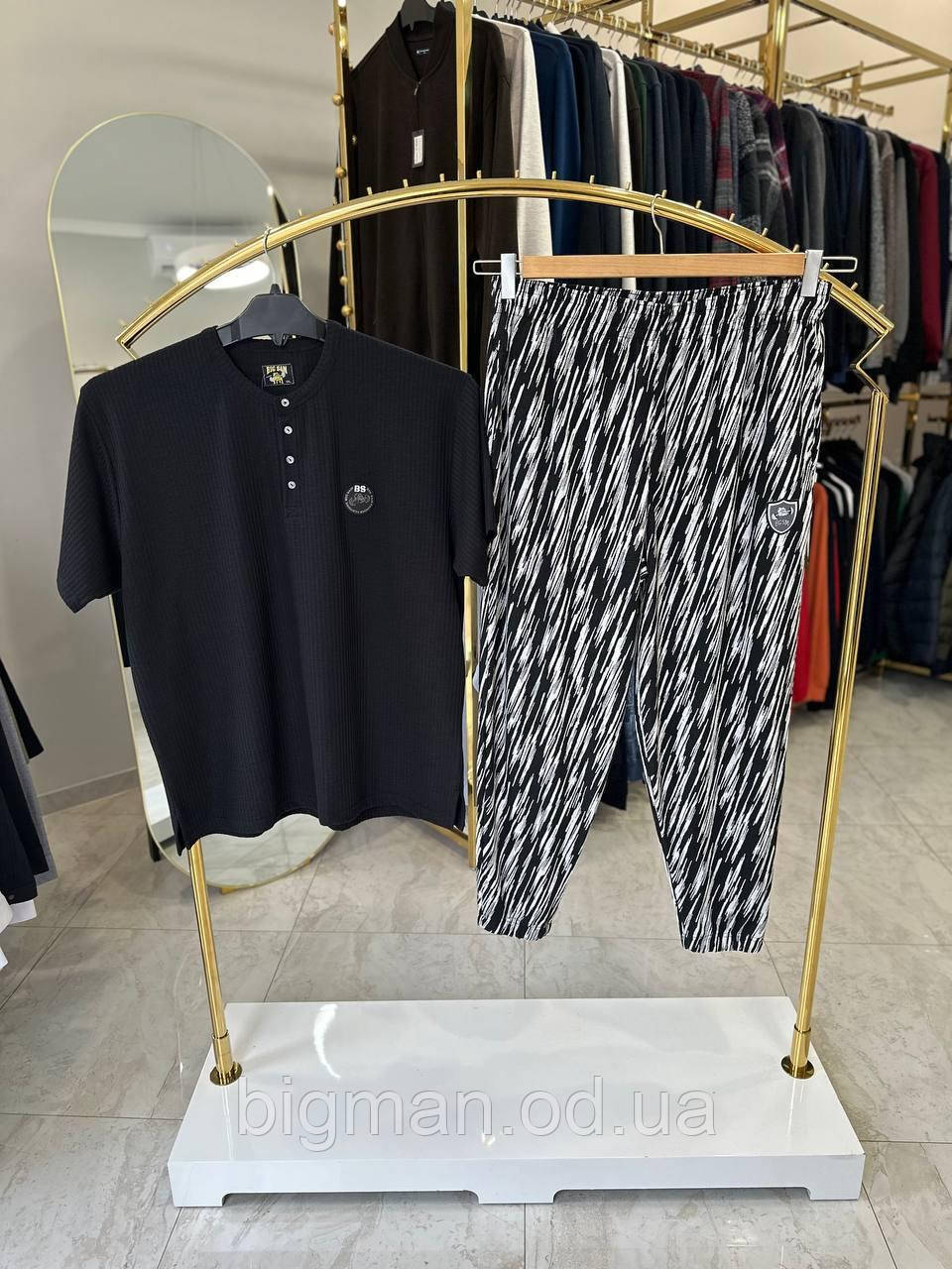 Чоловічий спортивний комплект BS двонитка 3375  (батал) 2-3XL чорний