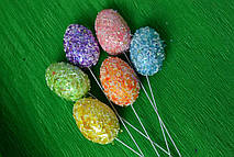 Яйця декоративні пінопласт кольорові глітер ціна вказана за 6 шт. розмір 6 см