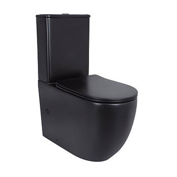 Унітаз підлоговий Qtap Robin Ultra Quiet безобідковий із сидінням Soft-Close MATT BLACK QT13226083AMB