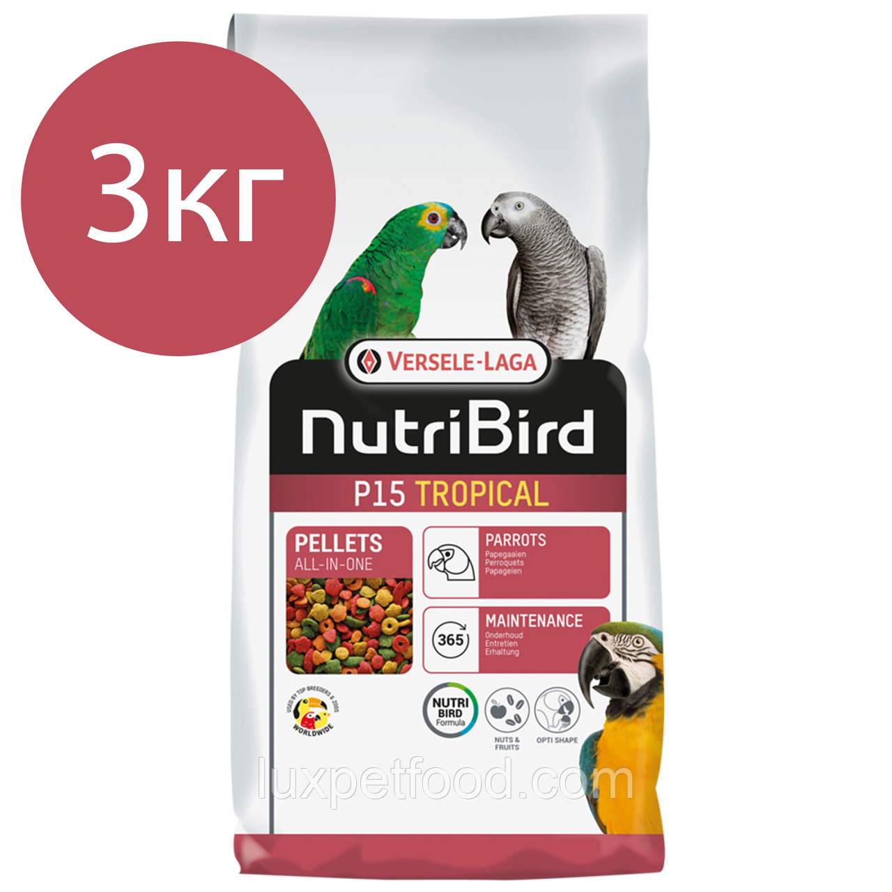Versele-Laga NutriBird P15 Tropical 3кг / Верселе-лага нутріберд тропікал корм для великих папуг птахів parrot