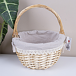 Кошик плетений круглий коричневий з тканиною 27 см (6936) DZ