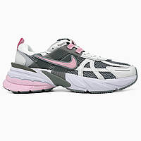 Сірі текстильні жіночі кросівки Nike V2K Runtekk Beige/Grey/Pink Найк Ран В2К