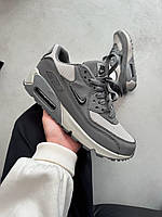 Сірі шкіряні чоловічі кросівки Nike Air Max 90 Демісезонні Найк Аір Макс