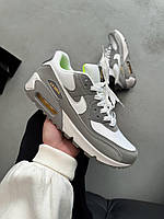 Сірі шкіряні чоловічі кросівки Nike Air Max 90 Демісезонні Найк Аір Макс
