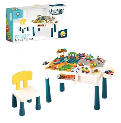 Розвиваючий столик для ігор творчості 114 деталей 4 кошики Ігровий набір 2в1 стілець стіл конструктор знімна кришка