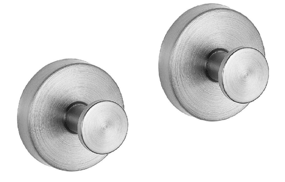 Набір настінних гачків у ванну Гачки з нержавіючої сталі на вакуумній присосці 2 шт Срібло, фото 1