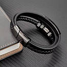 Браслет чоловічий шкіряний RISEN чорний на магнітній застібці 17-19 см (довжина 21 см), фото 3