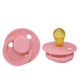 Пустушка дитяча з круглою латексною соскою для новонароджених Малютка 3-12 місяців Lindo рожевий