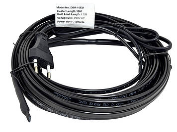 Шнур 10 м для обігріву труб, водостоків саморегулюючий