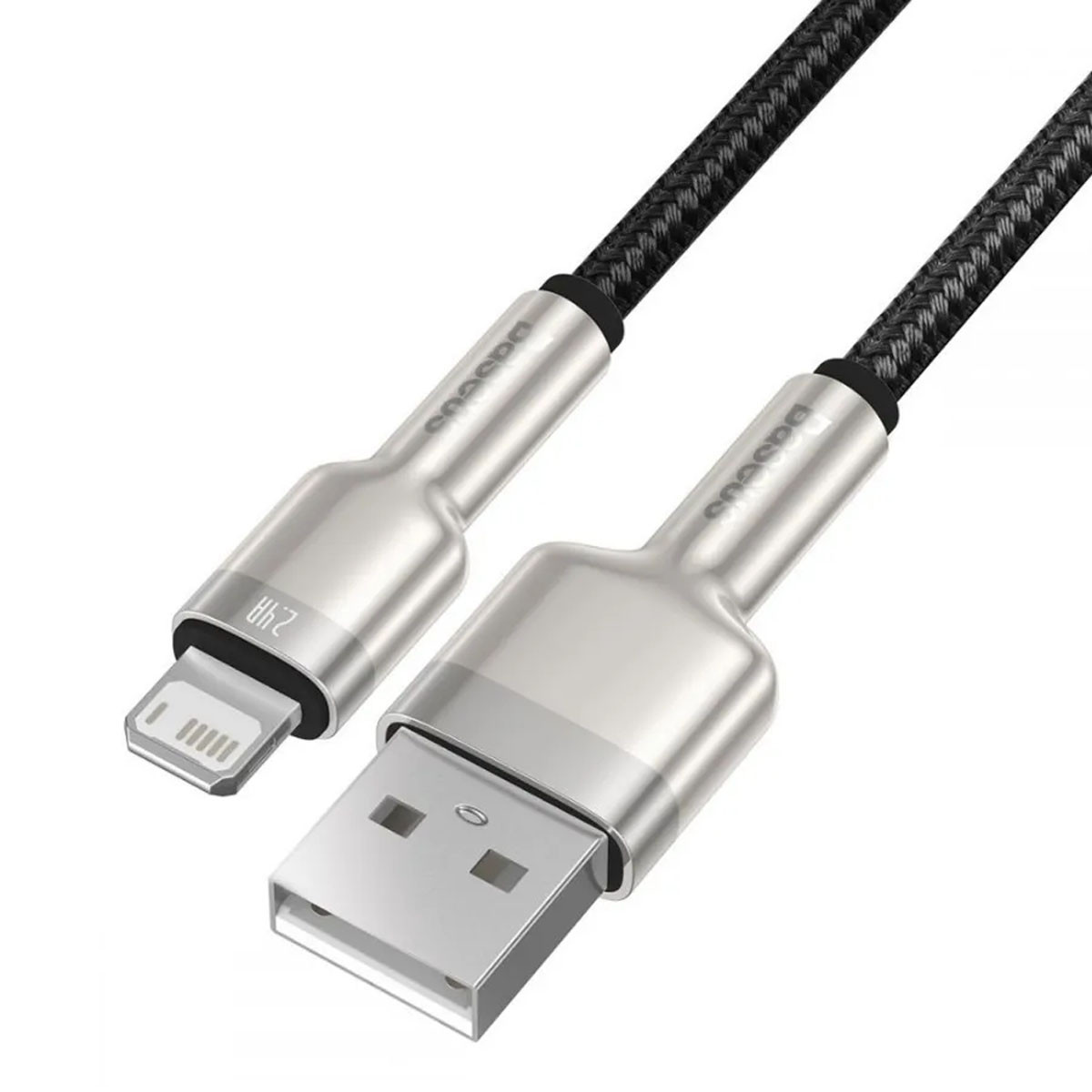 Кабель металеві штекери BASEUS Cafule Metal USB — Lightning 25 см (CALJK-01) чорний