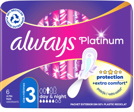 Гігієнічні прокладки Always Platinum Day&Night Single, ароматизовані, 6 крапель, 6шт, фото 1