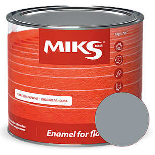 Емалева фарба для підлоги MIKS високоглянцева сіра 0,9кг, фото 1
