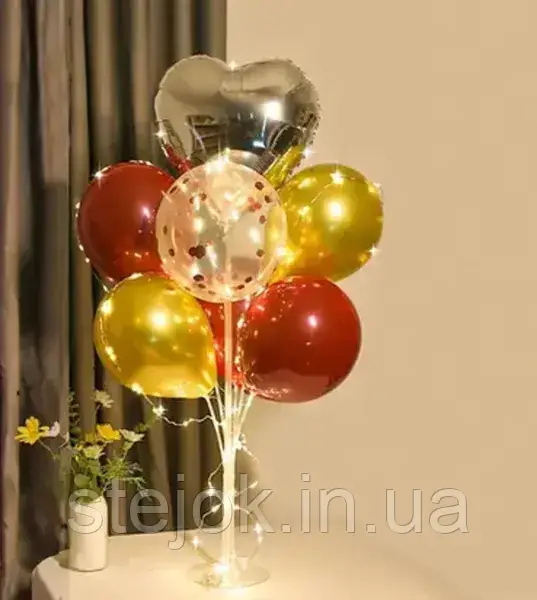 Набір куль Пристрасне серце зі стійкою на 7 куль та світлодіодною LED гірляндою, фото 1