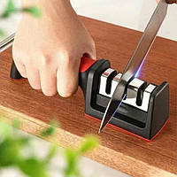 Точилка для ножів та ножиць Sharpener YD-168 Чорно-червоний, ручне заточування для ножів (точило)