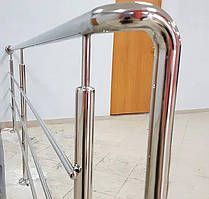 Перила/огородження з нержавійки AISI 304, поручень Ø38 мм, стійка Ø32 мм, 3 ригелі Ø16 мм, бокове кріплення