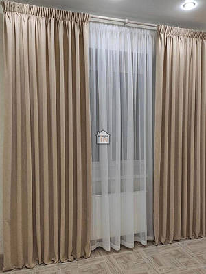 Мікровелюр штори тканина №4, бежевий, комплект 2 штори