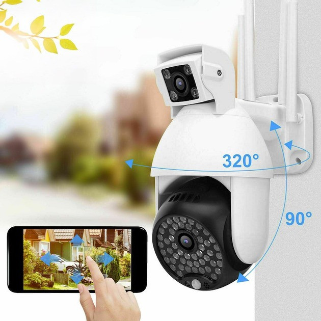 Вулична камера з подвійним об'єктивом Dual Camera P12 WI-FI IP V380PRO з датчиком руху