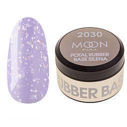 Каучукова База для гель лаку Moon Full Silena №2030 бузкова з сріблястою поталлю, 15 мл