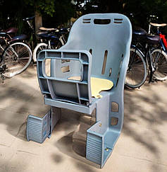 Дитяче велосипедне крісло JLD-01 з ручкою, ремінь безпеки, сірий колір