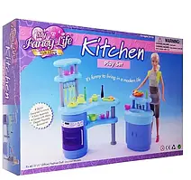 Кухня для ляльок Барбі лялькові меблі стіл набір посуду мийка піч продукти Gloria