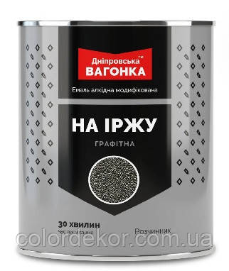 Емаль швидкосохнуча Графітна на іржу "Дніпровська вагонка" (Антрацит 871) 2,5 л